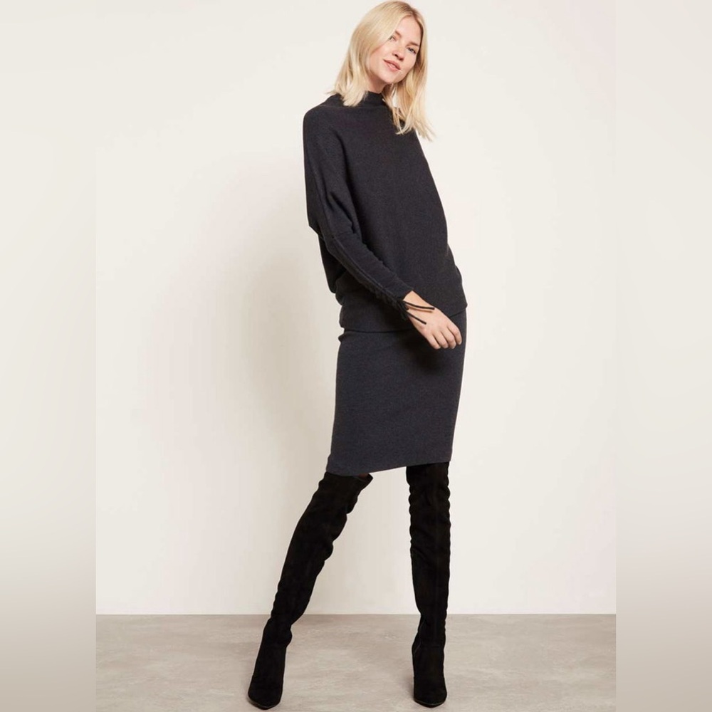 Mint Velvet Knitted Batwing Dress Sz 18 Layering Sophisticated Relaxed Glamour